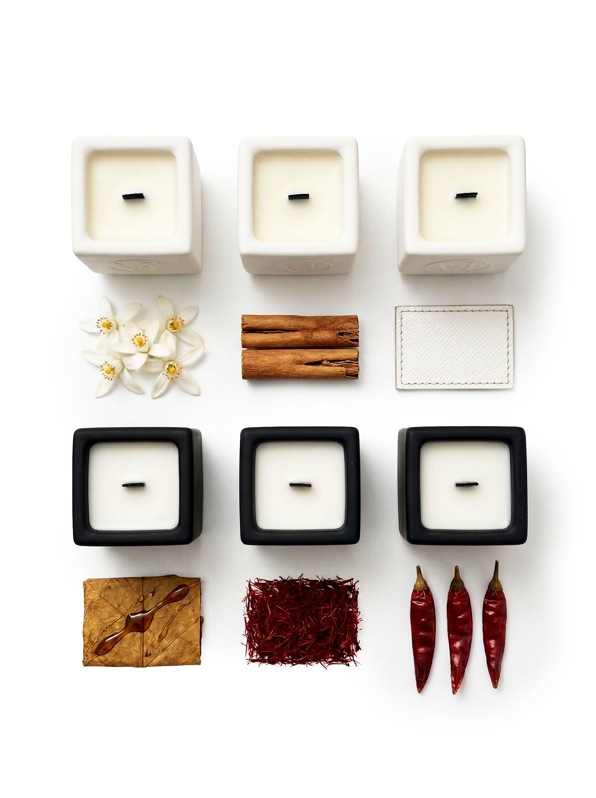 Verba Discovery Set — niche scented candle sampler with wooden wicks, product detail shot