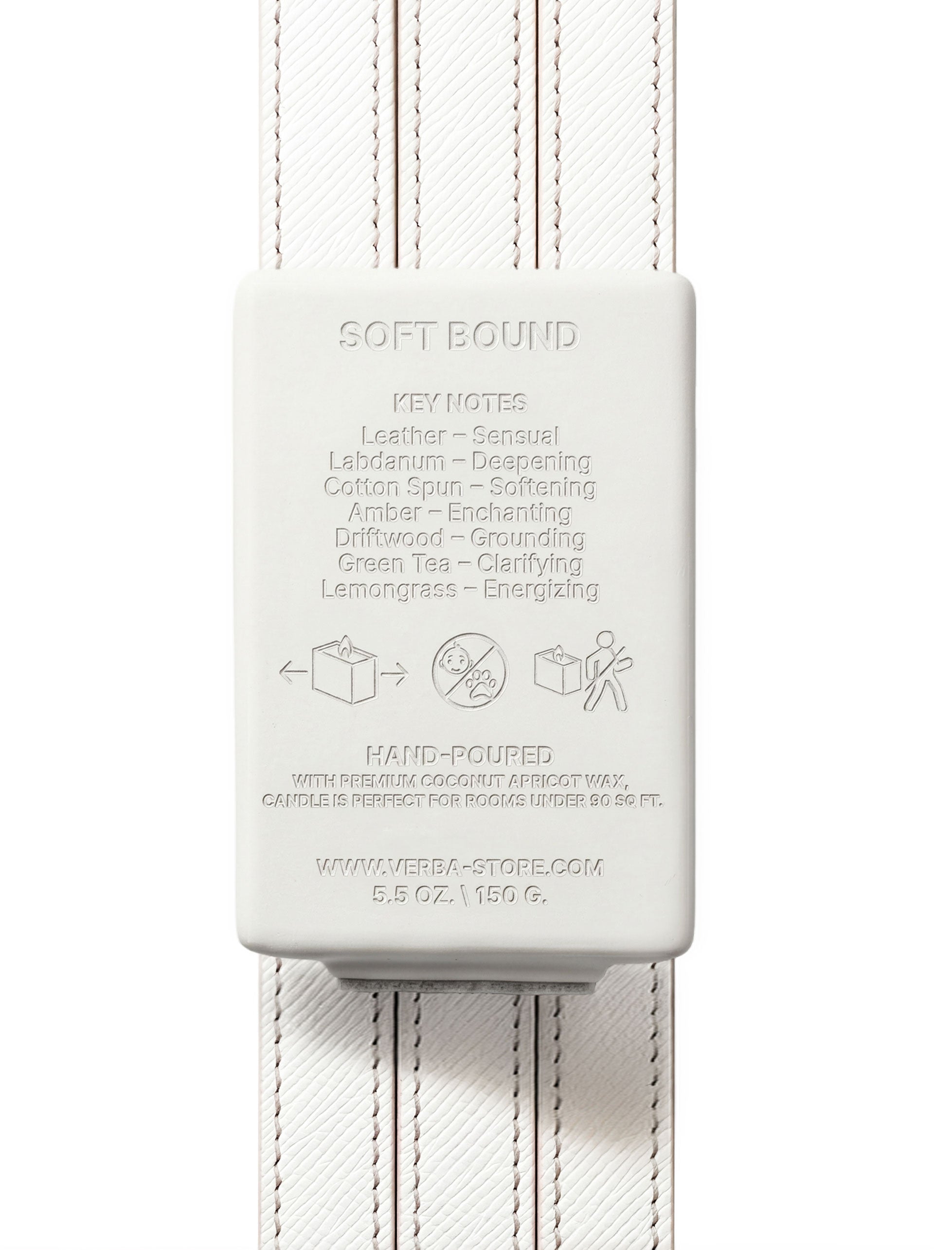 Verba Soft Bound niche scented candle with wooden wick — product photography on neutral background
