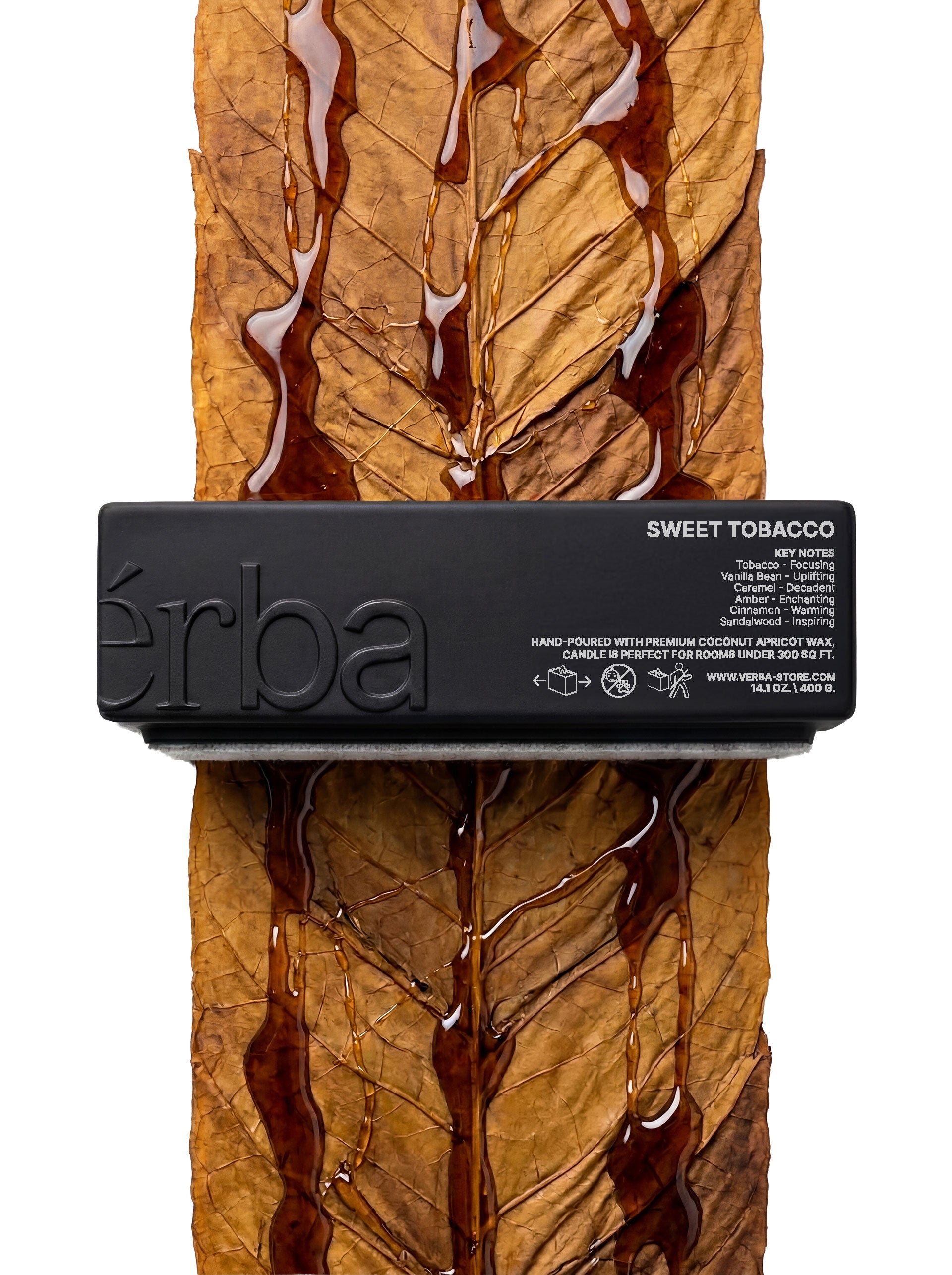 Verba Sweet Tobacco large niche scented candle with wooden wick — product photography
