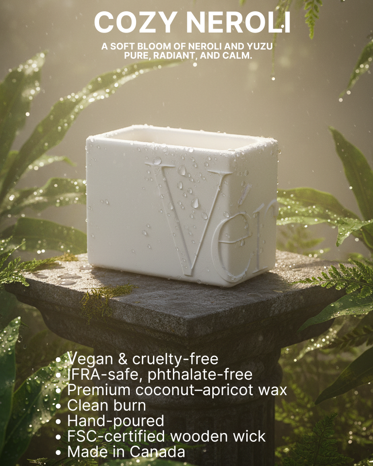 cozy neroli premium wood wick candle hand poured in Toronto