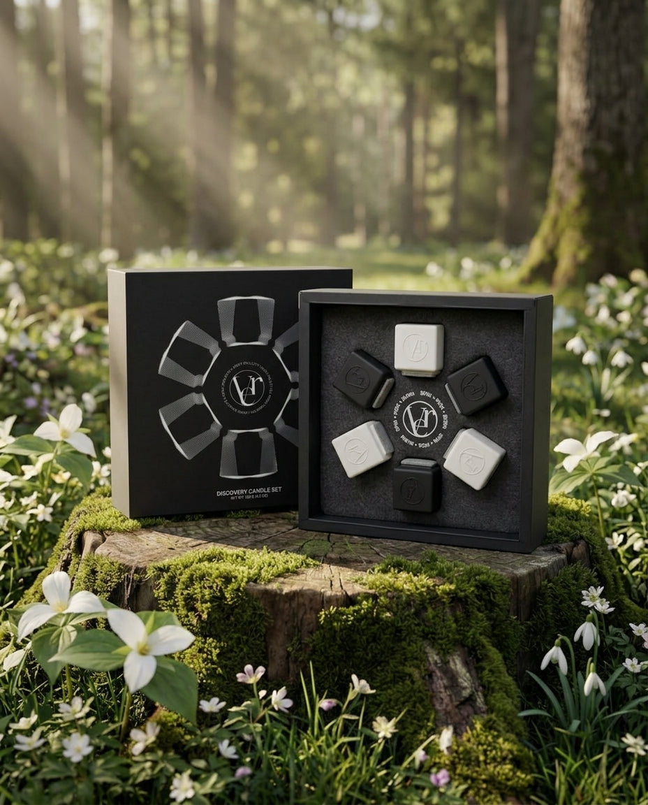 Discovery candle set in spring forest