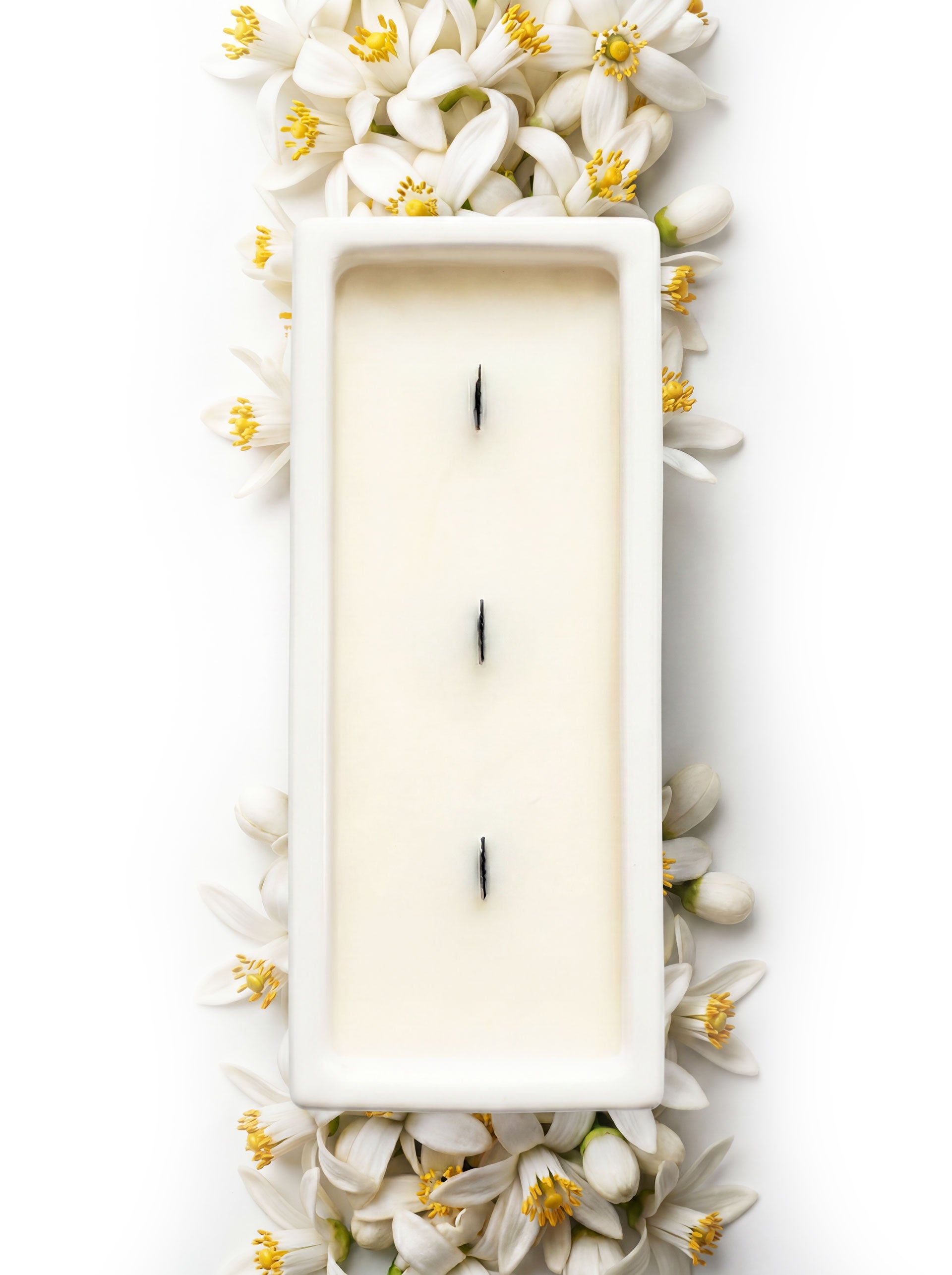 Verba Cozy Neroli large niche scented candle with wooden wick — product photography