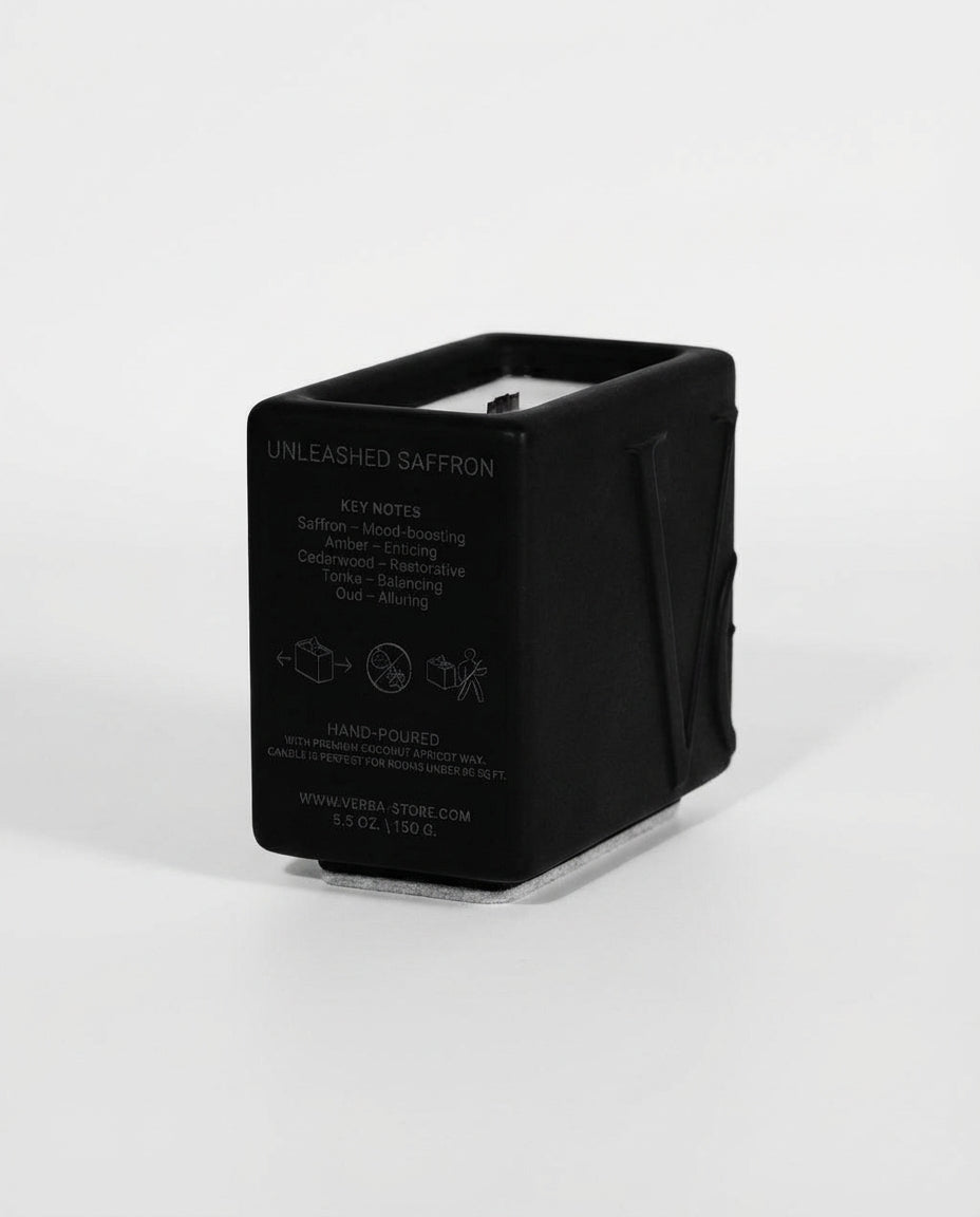 Hand-poured wood wick niche saffron candle – Verba Home Fragrance